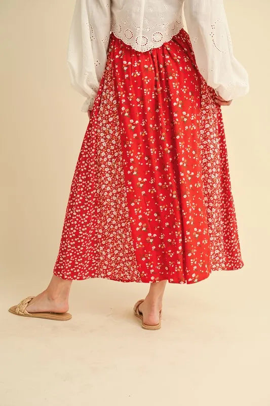 Aemi + Co Floral Elastic Waist Maxi Skirt - Brittney MADE