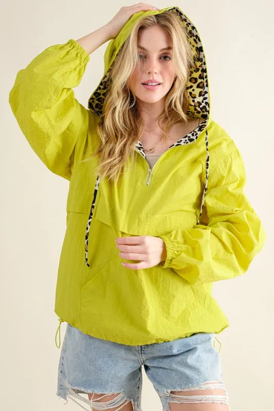 And The Why Leopard Print Hoodie Zipper Up Pocket Windbreaker - Brittney MADE