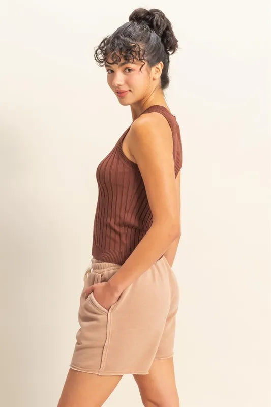 HYFVE Stretchy Ribbed Round Neck Sweater Tank - Brittney MADE