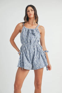 MABLE Floral Embroidered Button Down Romper - Brittney MADE