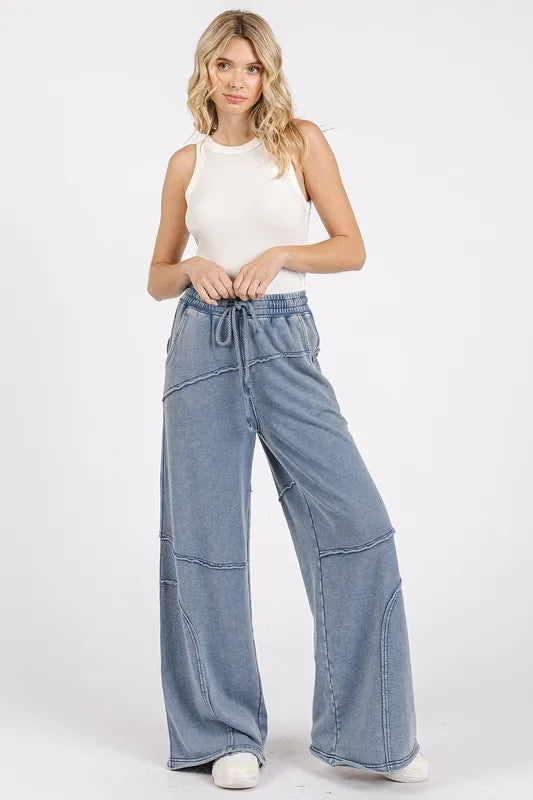Mittoshop Asymmetric Seam Mineral Wash Elastic Waist Pants - Brittney MADE