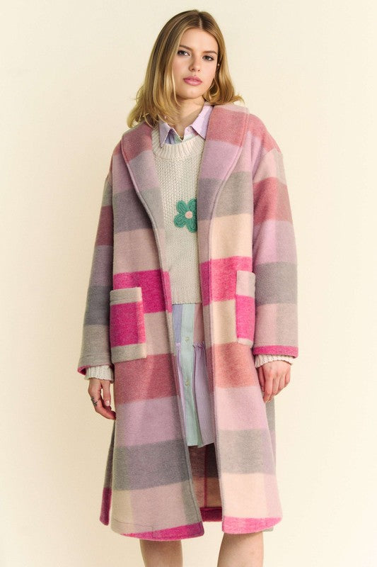 Davi & Dani Tied Color Block Collared Neck Coat - Brittney MADE