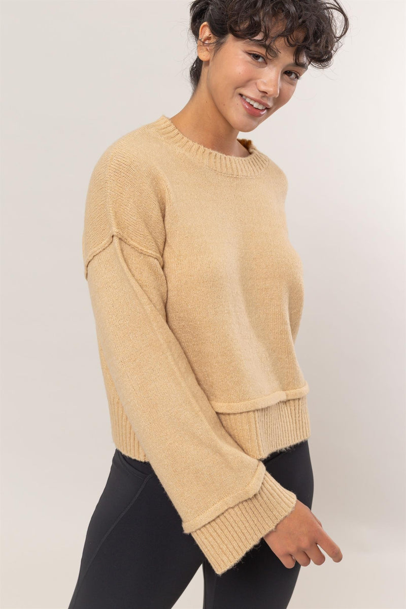 HYFVE Round Neck Dropped Shoulder Ribbed Sweater - Brittney MADE