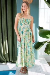 Mittoshop Floral Smocked Back Ruffled Hem Maxi Cami Dress - Brittney MADE
