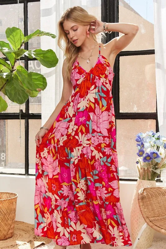 ADORA Floral Tiered Maxi Cami Dress - Brittney MADE