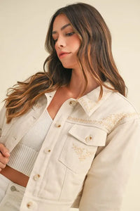 MABLE Embroidered Quilted Cropped Jacket - Brittney MADE