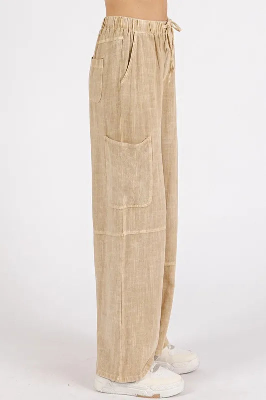 Mittoshop Mineral Wash Drawstring Elastic Waist Pants - Brittney MADE