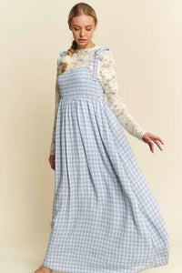 Davi & Dani Plaid Smocking Sleeveless Maxi Dress - Brittney MADE