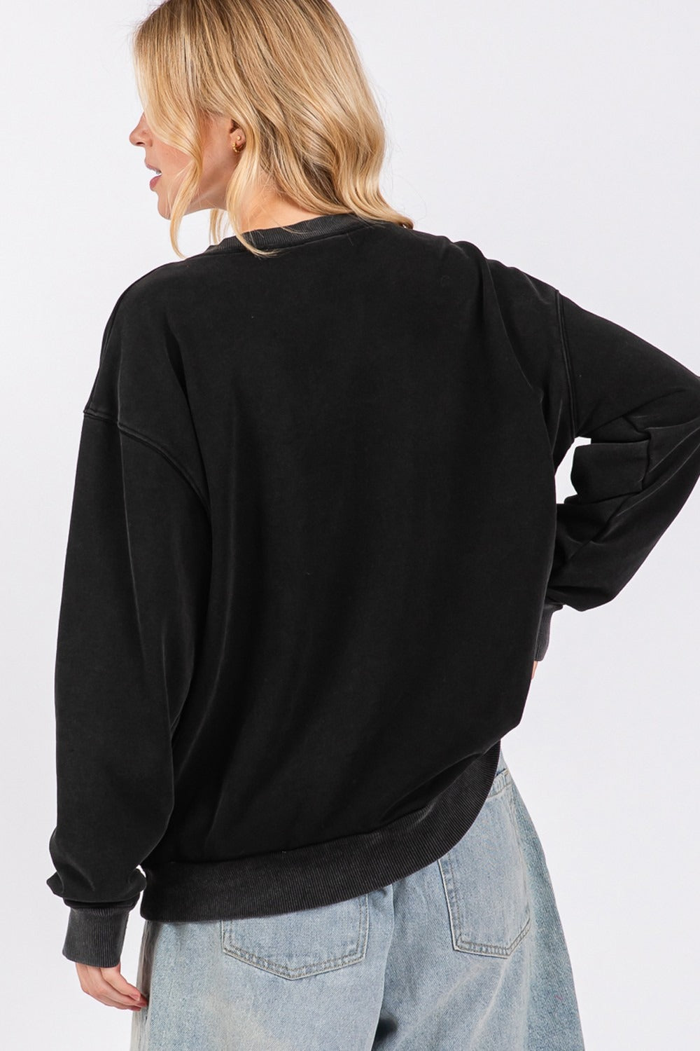 SAGE + FIG USA Letter Patch Round Neck Sweatshirt - Brittney MADE