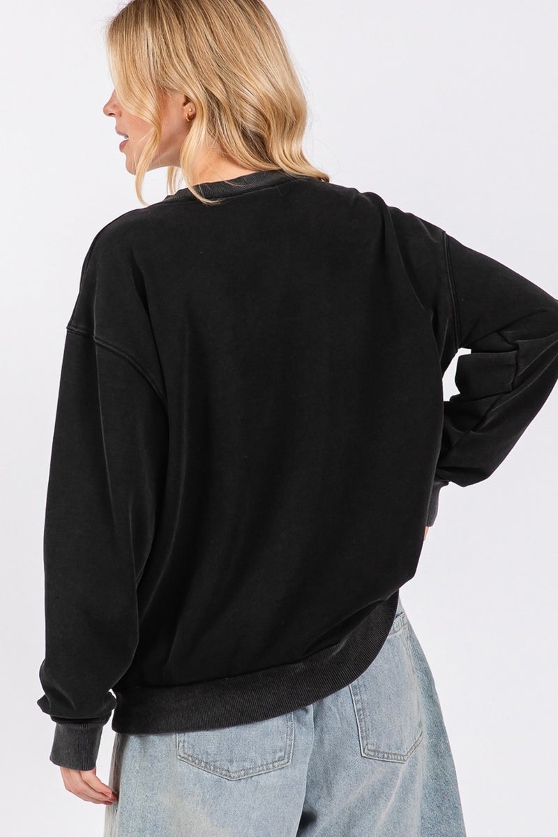 SAGE + FIG USA Letter Patch Round Neck Sweatshirt - Brittney MADE