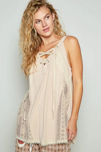 POL Lace Up Crochet Lace Tank - Brittney MADE