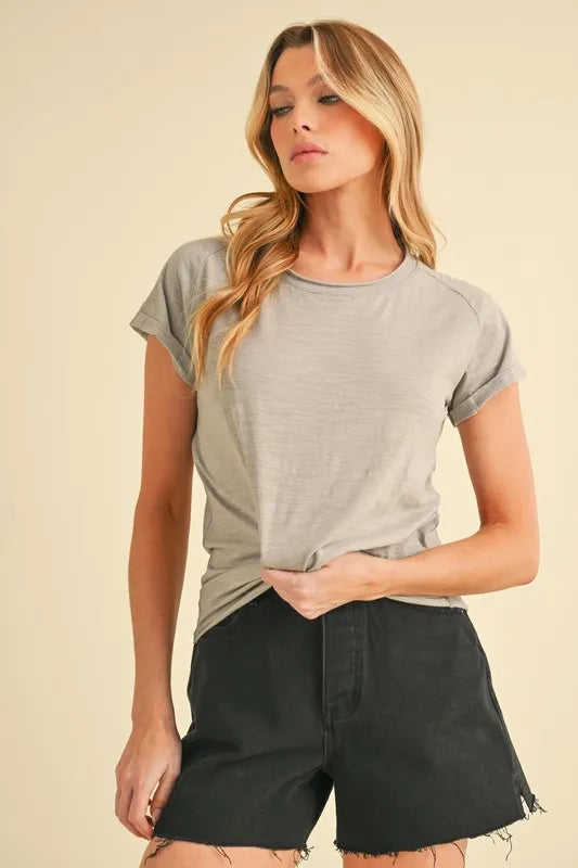 Aemi + Co Lettuce Edge Round Neck Short Sleeve T-Shirt - Brittney MADE