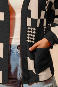 SO ME Checkered Open Front Cardigan with Pockets - Brittney MADE
