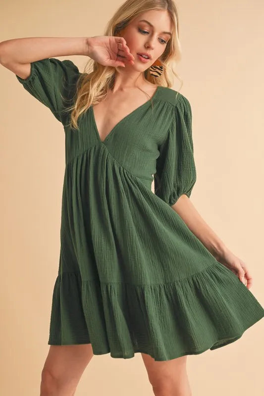 Aemi+Co Tied Back Ruffled Short Sleeve Mini Dress - Brittney MADE