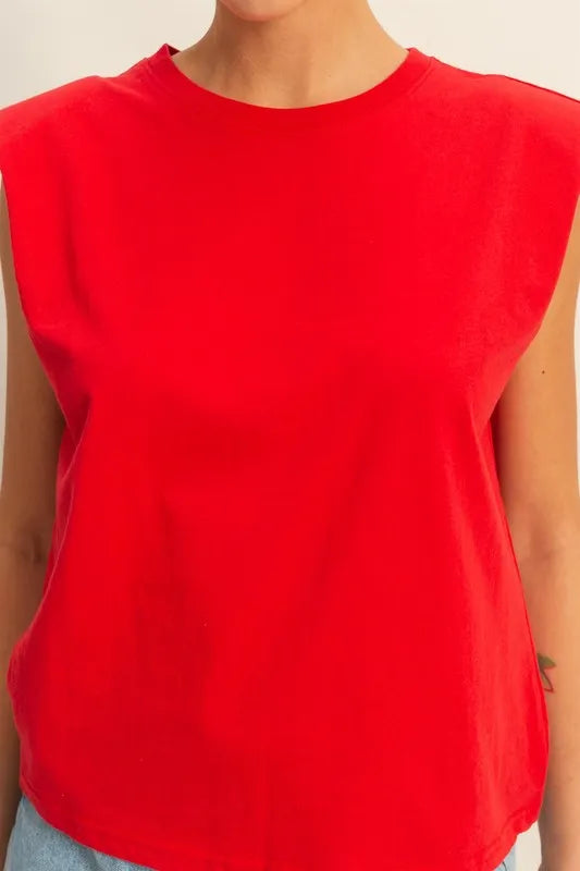 HYFVE Round Neck Shoulder Pad Sleeveless Top - Brittney MADE