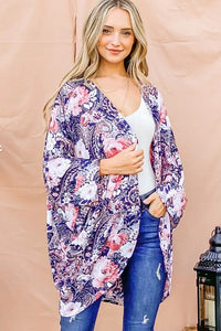 And The Why Floral Print Dolman Sleeve Kimono Cardigan - Brittney MADE