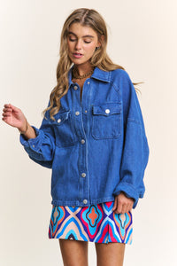J.NNA Snap Down Long Sleeve Denim Shacket - Brittney MADE