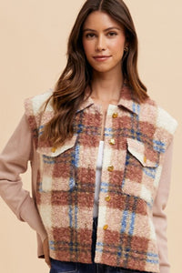 Annie Wear Faux Fur Plaid Button Up Jacket - Brittney MADE