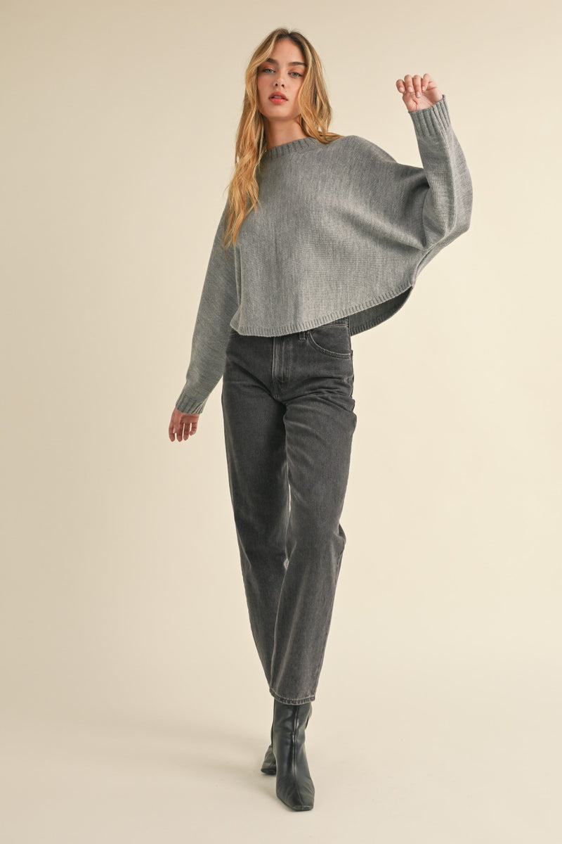 Mable Round Neck Dolman Sleeve Cropped Sweater - Brittney MADE