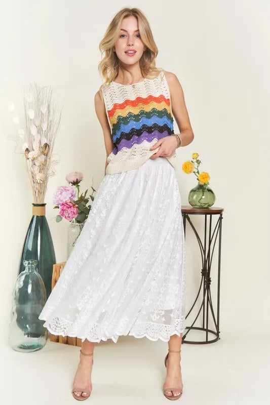 ADORA Elastic Waist Lace Midi Skirt - Brittney MADE