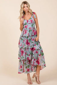 Mittoshop Layered Floral Sweetheart Neck Maxi Dress - Brittney MADE