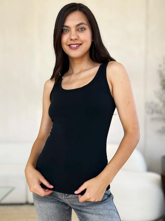 Basic Bae Full Size Square Neck Wide Strap Tank - Brittney MADE