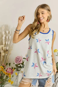 ADORA Star Print Round Neck Tank - Brittney MADE