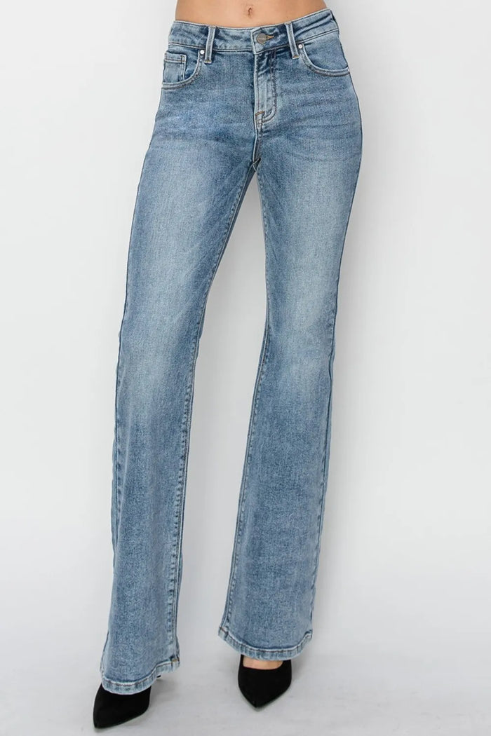 RISEN Full Size Mid Rise Bootcut Jeans - Brittney MADE