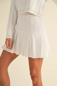 MABLE V-Neck Varsity Crop Knit Sweater and Skirt Set - Brittney MADE
