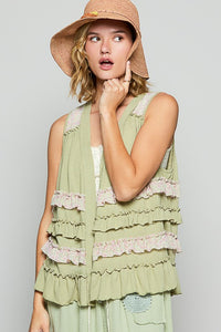 POL Ruffled Open Front Sleeveless Cardigan - Brittney MADE