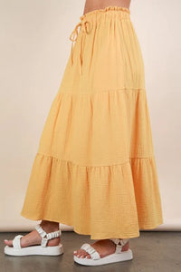 VERY J Elastic Waist Tiered Maxi Skirt - Brittney MADE