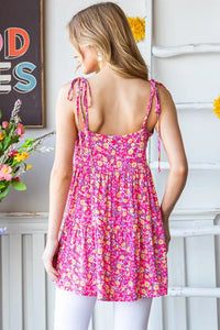 Heimish Full size Floral Tie Shoulder Tiered Cami - Brittney MADE