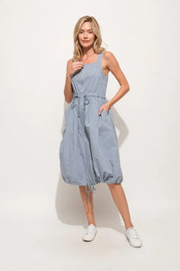 And The Why Front Zipper Overall Dress with String Details - Brittney MADE