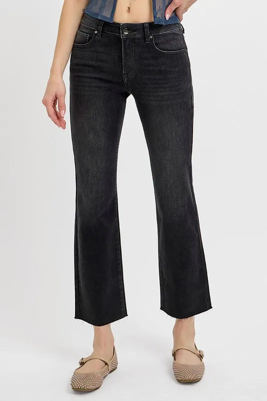 RISEN Tummy Control Mid Rise Crop Straight Jeans - Brittney MADE