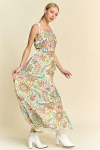 Davi & Dani Tropical Boho Printed Detail Cut Out Maxi Dress - Brittney MADE