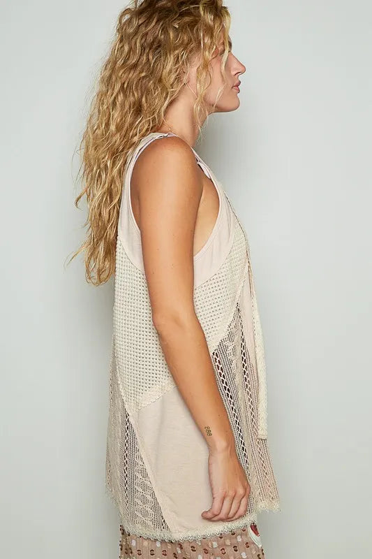 POL Lace Up Crochet Lace Tank - Brittney MADE