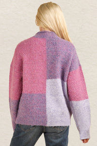 VERY J Color Block Mock Neck Drop Shoulder Sweater - Brittney MADE