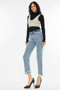Kancan Raw Hem High Rise Straight Jeans - Brittney MADE