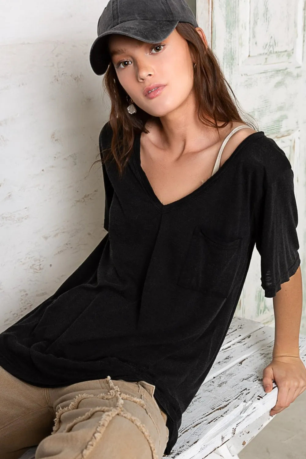 POL V-Neck Short Sleeve T-Shirt - Brittney MADE