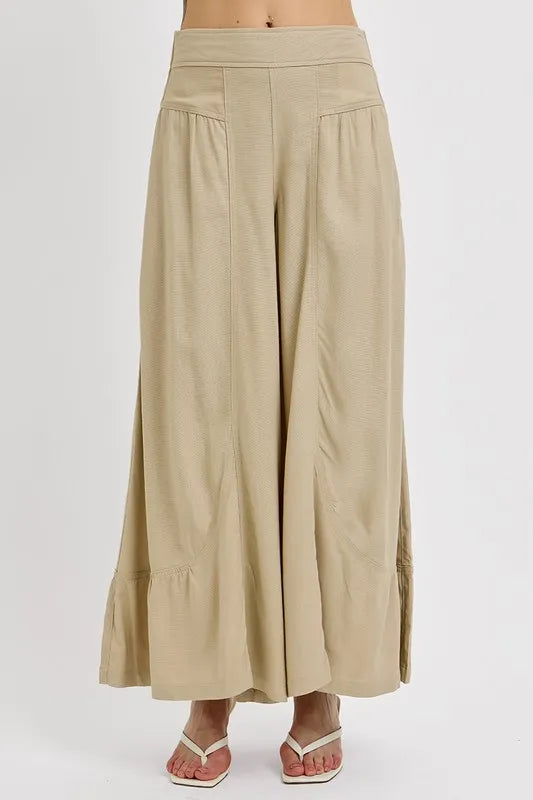 RISEN Shirring Detail Wide Leg Pants - Brittney MADE