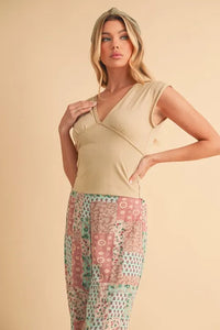Aemi+Co V-Neck Cap Sleeve Cropped Top - Brittney MADE
