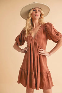 Aemi+Co Tied Back Ruffled Short Sleeve Mini Dress - Brittney MADE