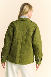 Davi & Dani Quilted Button Down Shacket with Chest Pockets - Brittney MADE