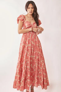 Davi & Dani Lightweight Sweetheart Neck Textured Tiered Maxi Dress - Brittney MADE