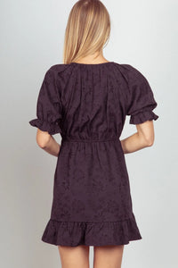 VERY J Floral Textured Woven Ruffled Mini Dress - Brittney MADE