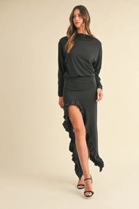 Mable Backless Asymmetric Ruffle Hem Dress - Brittney MADE