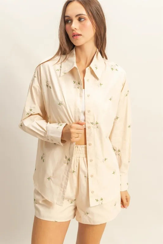HYFVE Embroidered Long Sleeve Short and Shorts Set - Brittney MADE