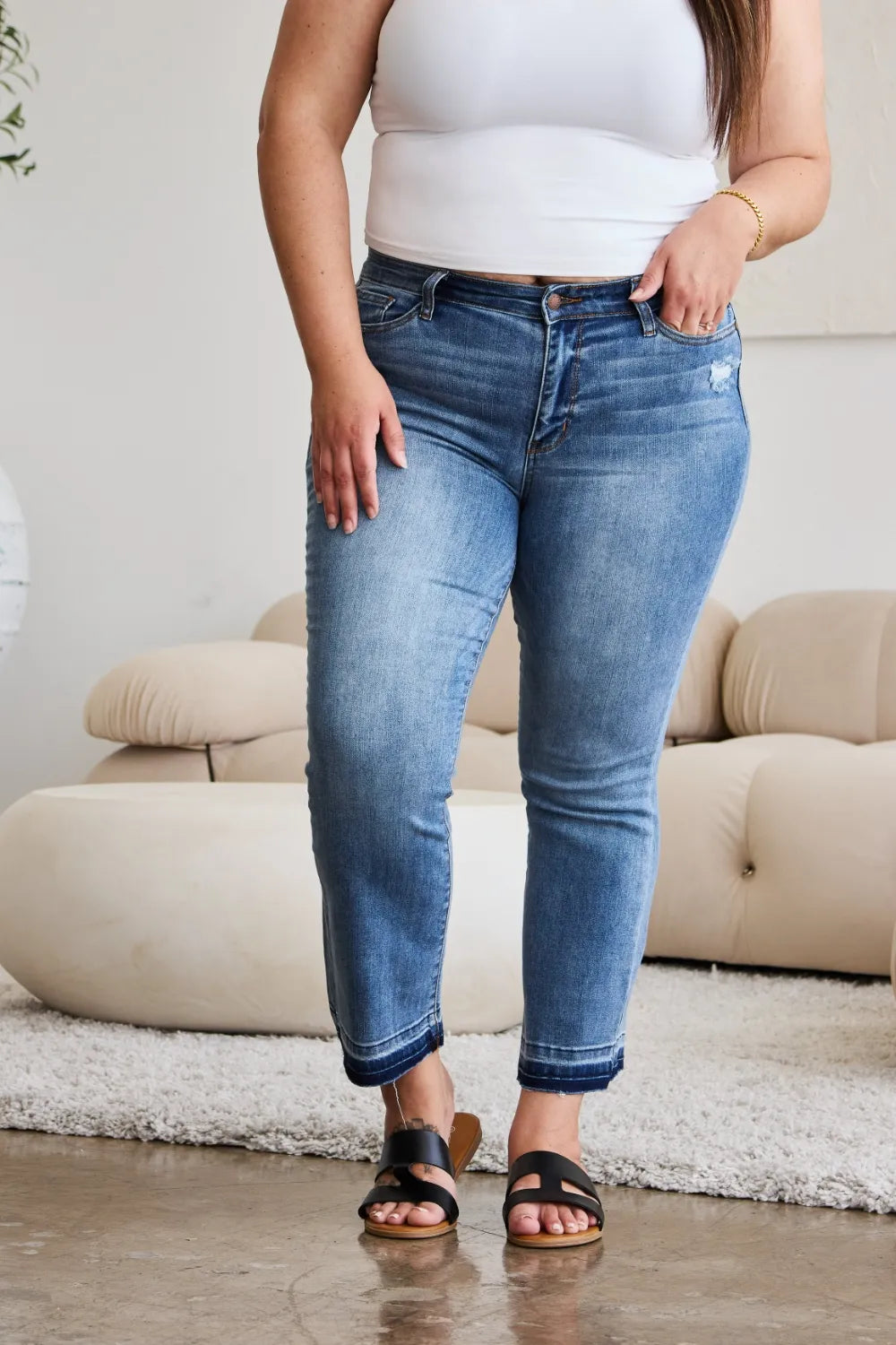 Judy Blue Full Size Release Hem Cropped Bootcut Jeans - Brittney MADE