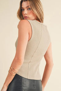 Aemi + Co Exposed Seam Ribbed Wide Strap Tank - Brittney MADE