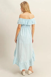 HYFVE High-Low Eyelet Ruffled Off-Shoulder Dress - Brittney MADE